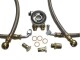 Oil cooler installation kit - steel flex hoses (silver) - with thermostat