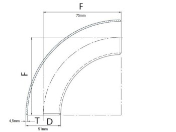 90° Degree Cast Aluminum Elbow 51mm (2") - Small Radius