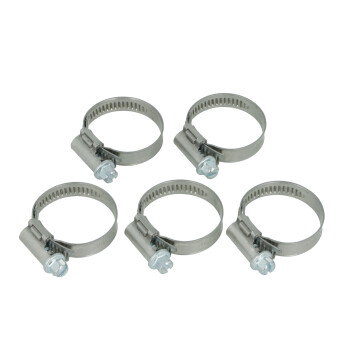 Pack of 5 Hose Clamps - Stainless Steel - 70-90mm