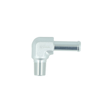 Screw-in Adapter 90° NPT 1/8" Male to Hose Connection 8mm (5/16") - satin silver