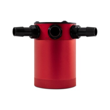 Universal Compact Baffled Oil Catch Can Kit, 3-Port, Red | MMBCC-CBTHR-RD