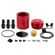 Universal Compact Baffled Oil Catch Can Kit, 3-Port, Red | MMBCC-CBTHR-RD