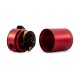 Universal Compact Baffled Oil Catch Can Kit, 3-Port, Red | MMBCC-CBTHR-RD