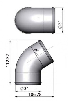 SPA Turbo 45° Alubogen eng mit 76mm Durchmesser