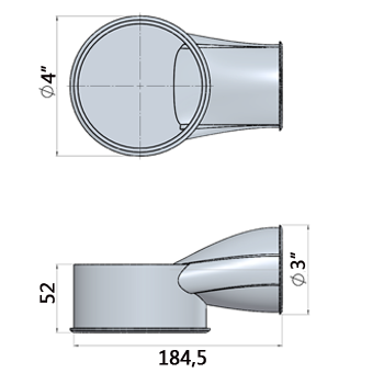 SPA Turbo 90° Alubogen extrem eng mit  Durchmesser 101mm zu76mm