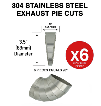 90° Stainless Pie Cut with Spigot 89mm x 1.5 - Kit