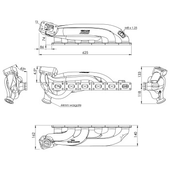 SPA Turbo Manifold BMW E36 325 328 M3 (M50/M52) T3 Twinscroll Top Mount ext. WG
