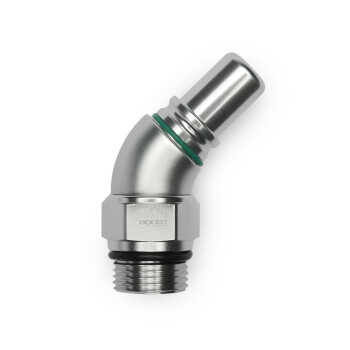 High Flow Quick Click Male Fitting Dash 12 / -12 AN to ORB Dash 12 / -12 AN - 45° - matte silver