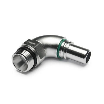 High Flow Quick Click Male Fitting Dash 12 / -12 AN to ORB Dash 12 / -12 AN - 90° - matte silver