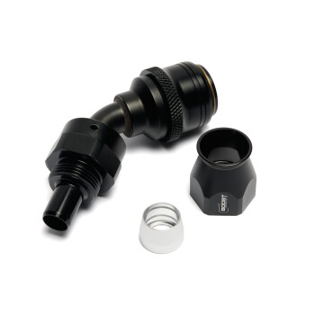 Quick Click Female PTFE Hose End -AN - 45°