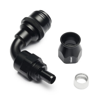 Quick Click Female PTFE Hose End -AN - 90°