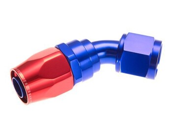 -08 45° female aluminum hose end - red&blue | RHP