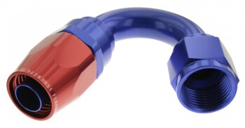 -06 150° female aluminum hose end - red&blue | RHP