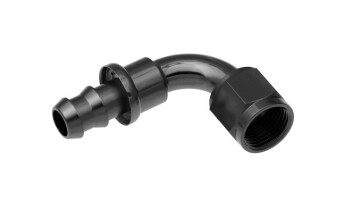 -12 90° AN / JIC hose end push lock - black | RHP
