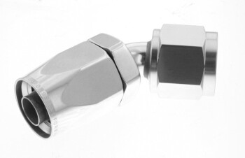 -06 45° female aluminum hose end - non-swivel - clear...