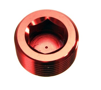 -06 (3/8") NPT hex head pipe plug - red - 2 / pkg | RHP