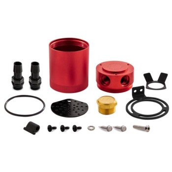 Oil catch can compact baffled mishimoto 2-port / red |...