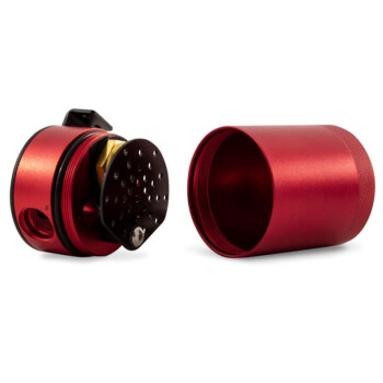 Oil catch can compact baffled mishimoto 2-port / red | MMBCC-CBTWO-RD