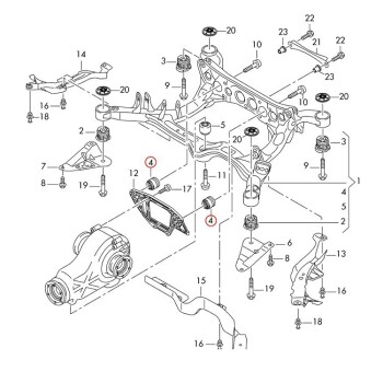 034Motorsport Rear Differential Carrier Mount Insert Kit, Audi A7 Quattro (2012-2016)