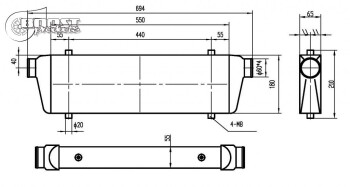 Intercooler 550x180x65mm - 60mm - Competition - 350HP
