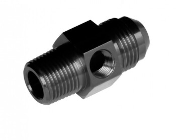 -08 male AN / JIC to -04 (1/4") NPT male with 1/8" NPT hex - black | RHP